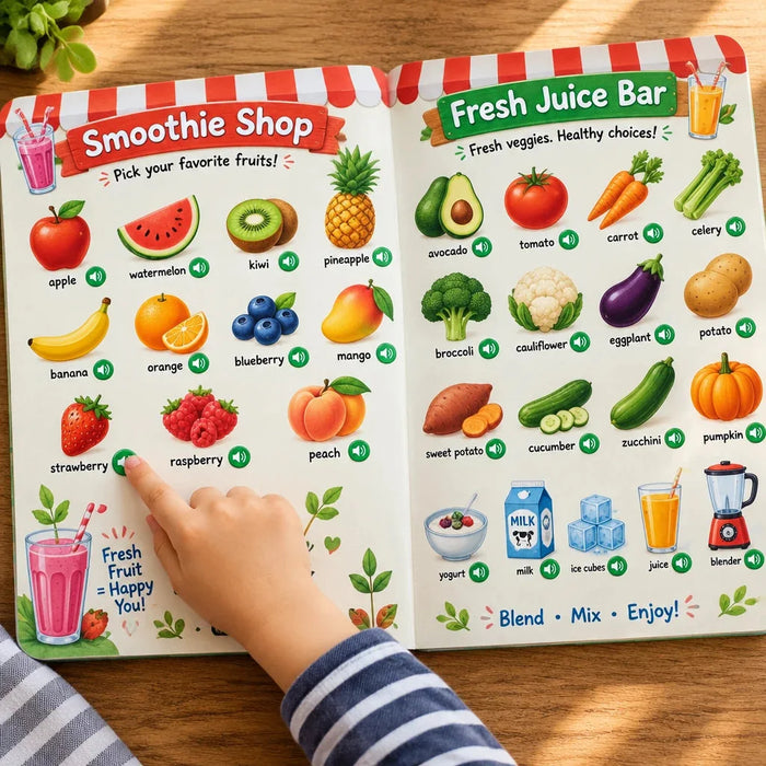 Food and drink vocabulary pages in the sound book