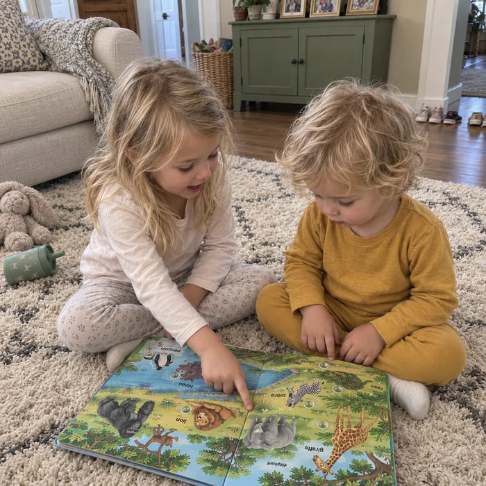 Children choosing pictures in the Bloomilo sound book